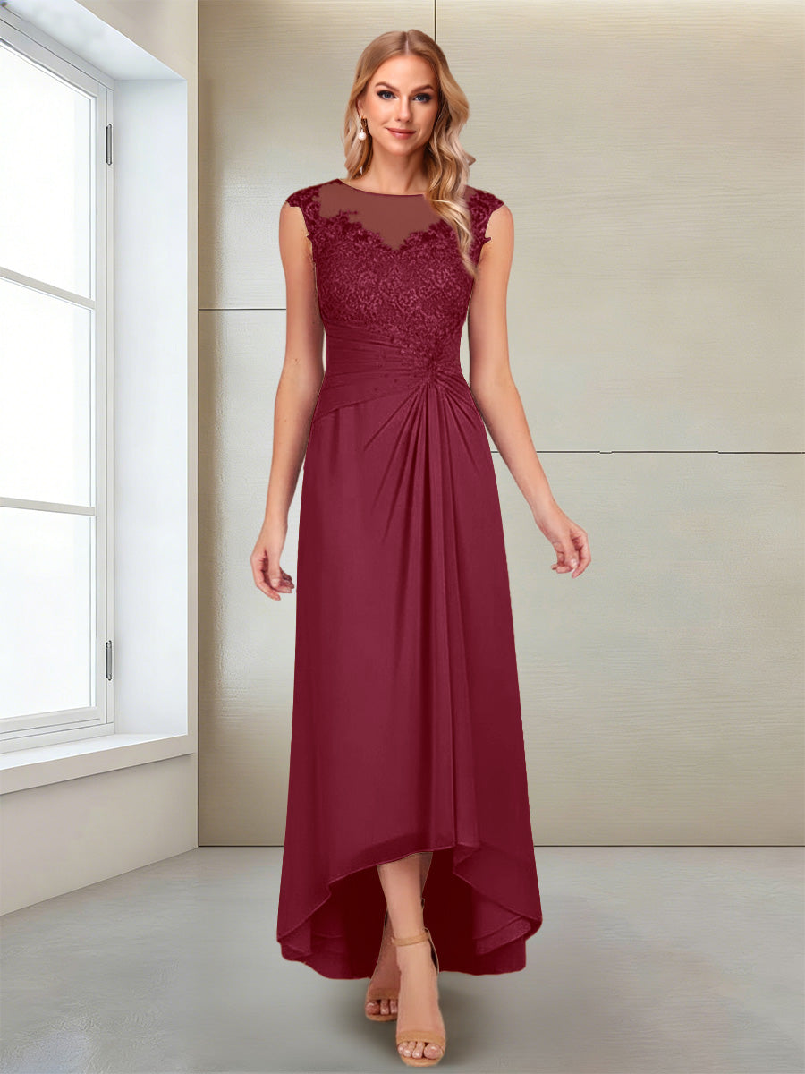A-Line/Princess Scoop Sleeveless Ankle-Length Mother of the Bride Dresses with Lace &amp; Applique