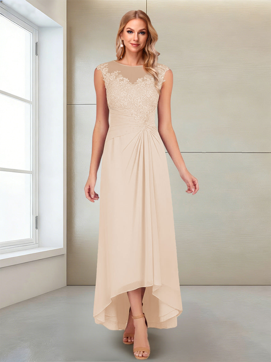 A-Line/Princess Scoop Sleeveless Ankle-Length Mother of the Bride Dresses with Lace &amp; Applique