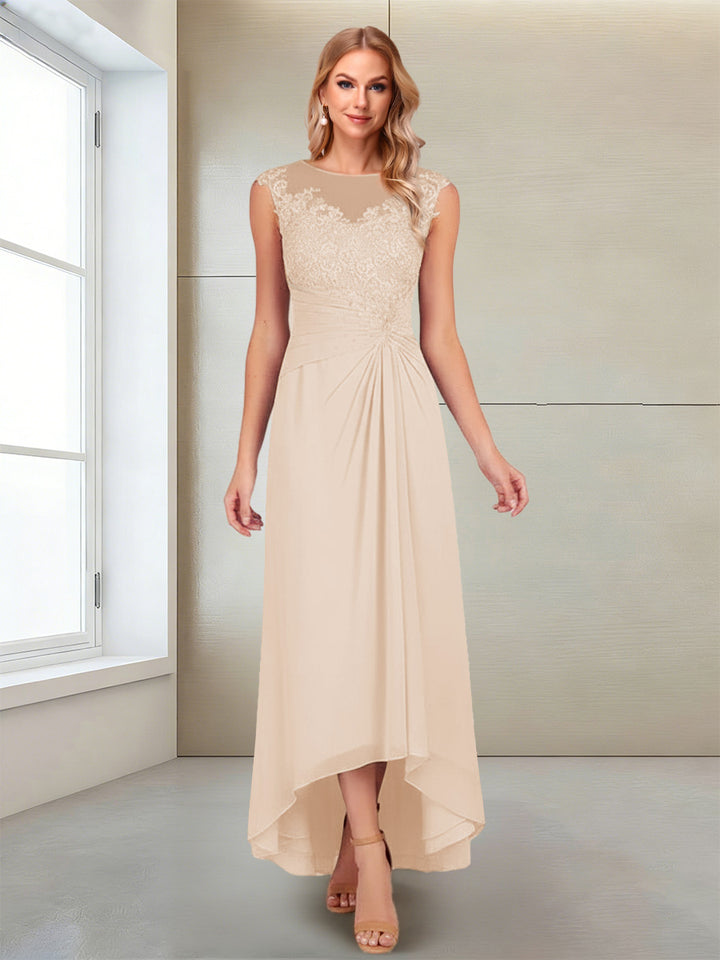 A-Line/Princess Scoop Sleeveless Ankle-Length Mother of the Bride Dresses with Lace &amp; Applique