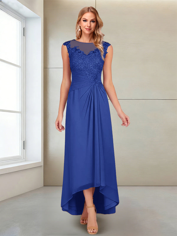 A-Line/Princess Scoop Sleeveless Ankle-Length Mother of the Bride Dresses with Lace & Applique