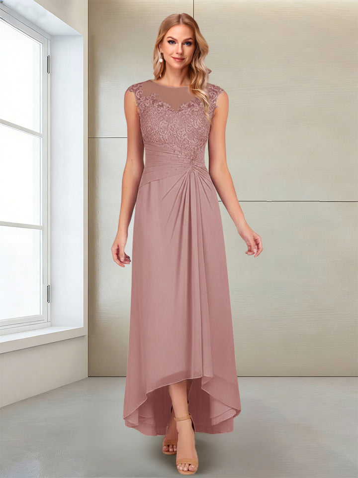 A-Line/Princess Scoop Sleeveless Ankle-Length Mother of the Bride Dresses with Lace &amp; Applique