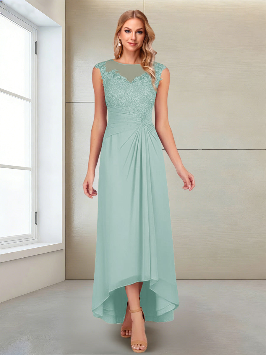 A-Line/Princess Scoop Sleeveless Ankle-Length Mother of the Bride Dresses with Lace &amp; Applique