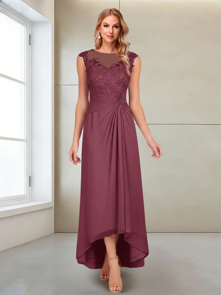 A-Line/Princess Scoop Sleeveless Ankle-Length Mother of the Bride Dresses with Lace &amp; Applique