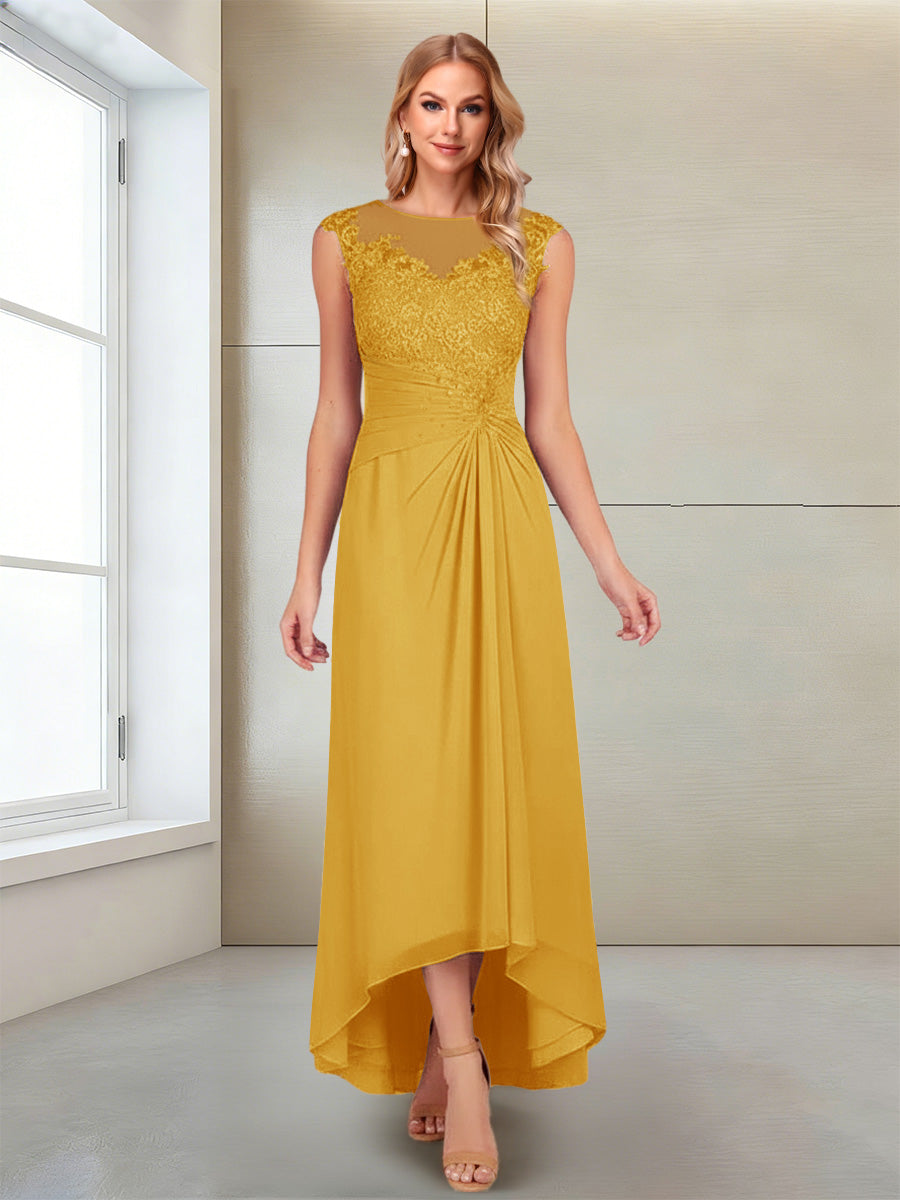 A-Line/Princess Scoop Sleeveless Ankle-Length Mother of the Bride Dresses with Lace &amp; Applique