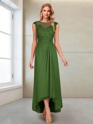 A-Line/Princess Scoop Sleeveless Ankle-Length Mother of the Bride Dresses with Lace & Applique