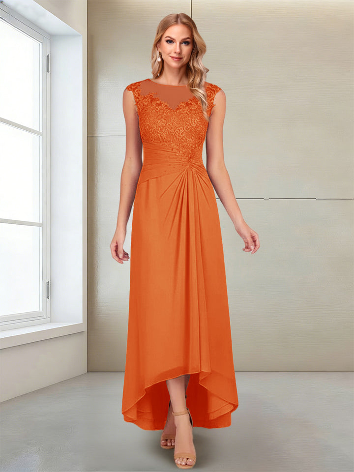 A-Line/Princess Scoop Sleeveless Ankle-Length Mother of the Bride Dresses with Lace &amp; Applique