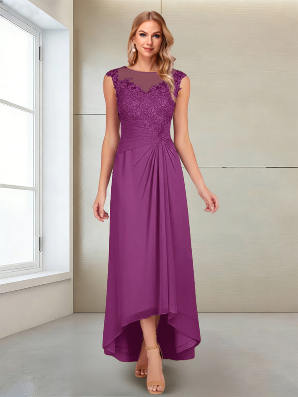 A-Line/Princess Scoop Sleeveless Ankle-Length Mother of the Bride Dresses with Lace & Applique