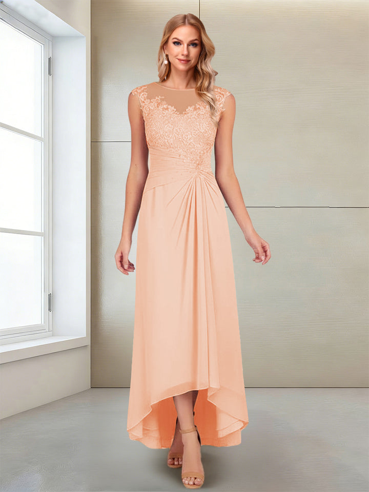 A-Line/Princess Scoop Sleeveless Ankle-Length Mother of the Bride Dresses with Lace &amp; Applique