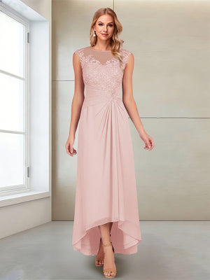 A-Line/Princess Scoop Sleeveless Ankle-Length Mother of the Bride Dresses with Lace & Applique