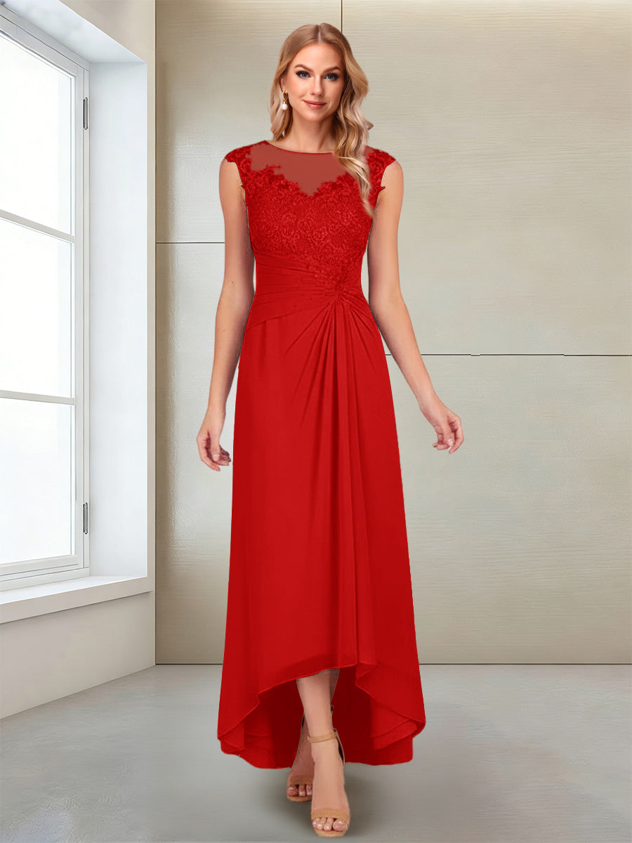 A-Line/Princess Scoop Sleeveless Ankle-Length Mother of the Bride Dresses with Lace &amp; Applique