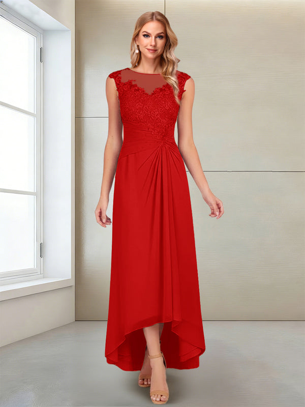 A-Line/Princess Scoop Sleeveless Ankle-Length Mother of the Bride Dresses with Lace & Applique