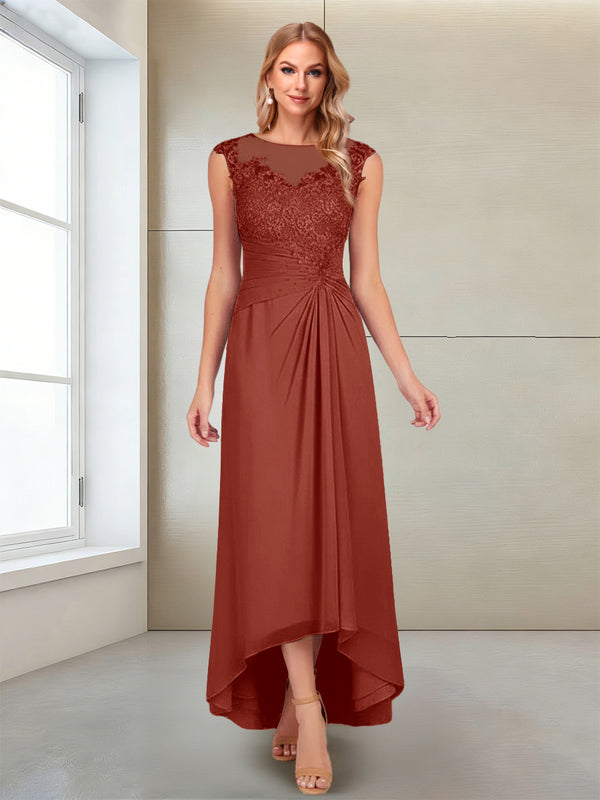 A-Line/Princess Scoop Sleeveless Ankle-Length Mother of the Bride Dresses with Lace & Applique