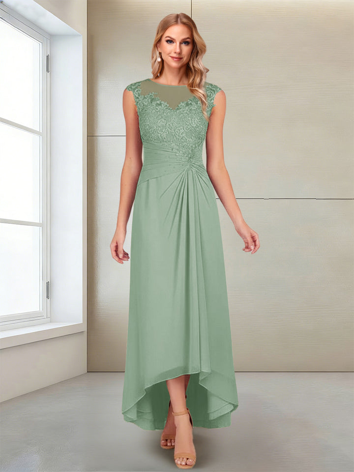 A-Line/Princess Scoop Sleeveless Ankle-Length Mother of the Bride Dresses with Lace &amp; Applique