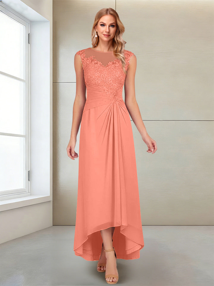 A-Line/Princess Scoop Sleeveless Ankle-Length Mother of the Bride Dresses with Lace &amp; Applique