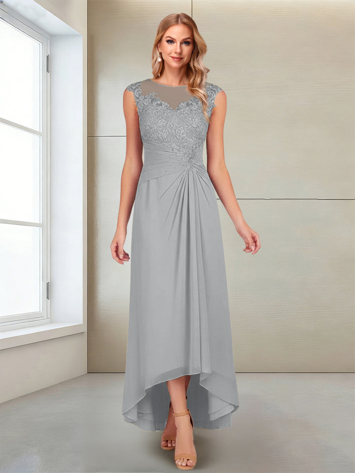 A-Line/Princess Scoop Sleeveless Ankle-Length Mother of the Bride Dresses with Lace &amp; Applique