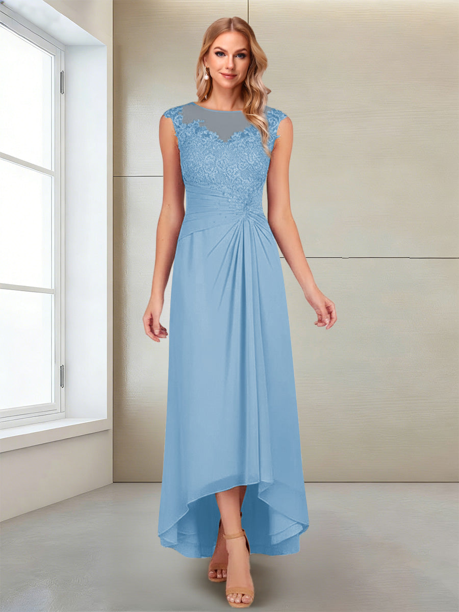 A-Line/Princess Scoop Sleeveless Ankle-Length Mother of the Bride Dresses with Lace &amp; Applique