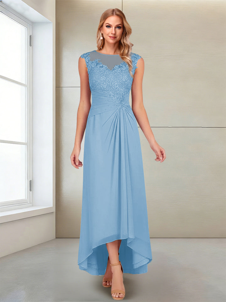 A-Line/Princess Scoop Sleeveless Ankle-Length Mother of the Bride Dresses with Lace &amp; Applique
