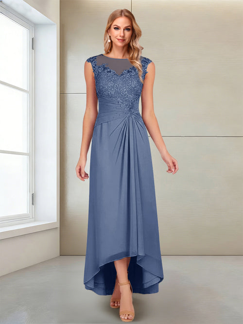 A-Line/Princess Scoop Sleeveless Ankle-Length Mother of the Bride Dresses with Lace & Applique