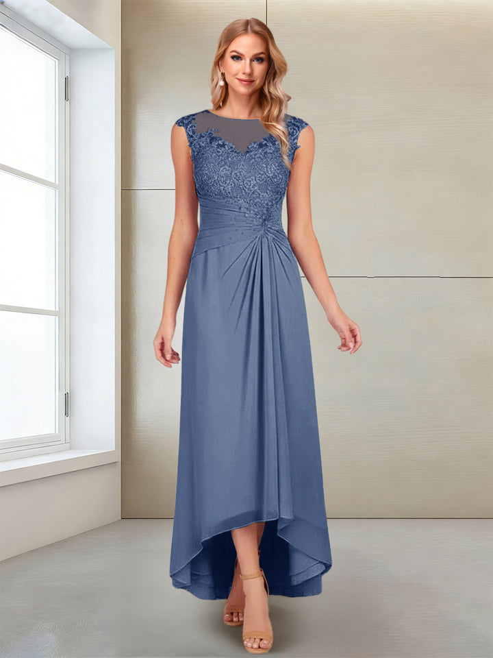 A-Line/Princess Scoop Sleeveless Ankle-Length Mother of the Bride Dresses with Lace &amp; Applique
