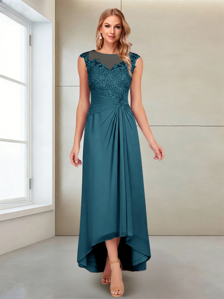 A-Line/Princess Scoop Sleeveless Ankle-Length Mother of the Bride Dresses with Lace &amp; Applique
