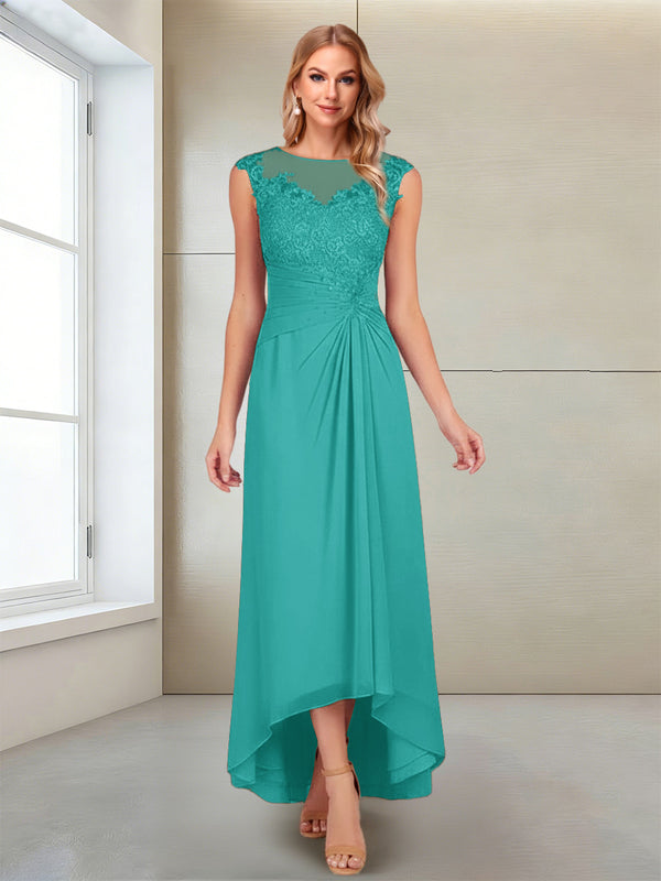A-Line/Princess Scoop Sleeveless Ankle-Length Mother of the Bride Dresses with Lace & Applique