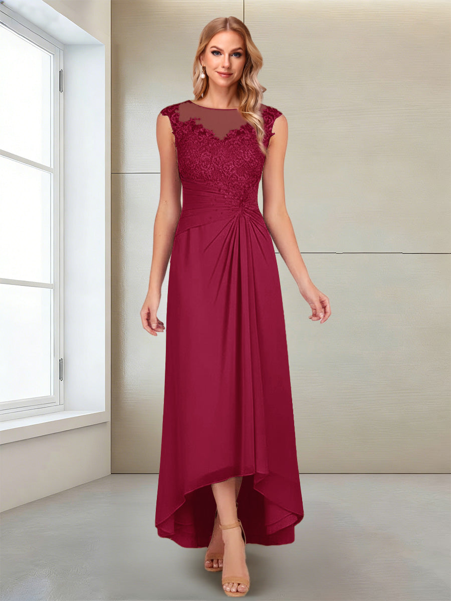 A-Line/Princess Scoop Sleeveless Ankle-Length Mother of the Bride Dresses with Lace &amp; Applique
