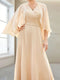 A-Line/Princess V-Neck Half Sleeves Floor-Length Mother of the Bride Dresses with Beading & Applique