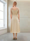A-Line/Princess Scoop Half Sleeves Tea-Length Mother of the Bride Dresses with Ruched