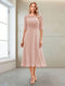 A-Line/Princess Scoop Half Sleeves Tea-Length Mother of the Bride Dresses with Ruched