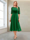 A-Line/Princess Scoop Half Sleeves Tea-Length Mother of the Bride Dresses with Ruched