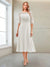 A-Line/Princess Scoop Half Sleeves Tea-Length Mother of the Bride Dresses with Ruched