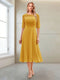 A-Line/Princess Scoop Half Sleeves Tea-Length Mother of the Bride Dresses with Ruched