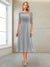 A-Line/Princess Scoop Half Sleeves Tea-Length Mother of the Bride Dresses with Ruched