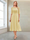 A-Line/Princess Scoop Half Sleeves Tea-Length Mother of the Bride Dresses with Ruched