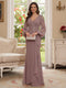 Sheath/Column V-Neck Long Sleeves Floor-Length Mother of the Bride Dresses with Lace & Applique