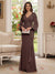 Sheath/Column V-Neck Long Sleeves Floor-Length Mother of the Bride Dresses with Lace & Applique