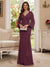Sheath/Column V-Neck Long Sleeves Floor-Length Mother of the Bride Dresses with Lace & Applique