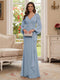 Sheath/Column V-Neck Long Sleeves Floor-Length Mother of the Bride Dresses with Lace & Applique