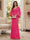 Sheath/Column V-Neck Long Sleeves Floor-Length Mother of the Bride Dresses with Lace & Applique