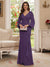 Sheath/Column V-Neck Long Sleeves Floor-Length Mother of the Bride Dresses with Lace & Applique