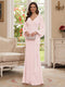 Sheath/Column V-Neck Long Sleeves Floor-Length Mother of the Bride Dresses with Lace & Applique