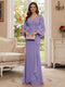 Sheath/Column V-Neck Long Sleeves Floor-Length Mother of the Bride Dresses with Lace & Applique