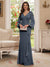 Sheath/Column V-Neck Long Sleeves Floor-Length Mother of the Bride Dresses with Lace & Applique
