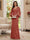 Sheath/Column V-Neck Long Sleeves Floor-Length Mother of the Bride Dresses with Lace & Applique