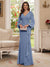 Sheath/Column V-Neck Long Sleeves Floor-Length Mother of the Bride Dresses with Lace & Applique
