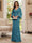 Sheath/Column V-Neck Long Sleeves Floor-Length Mother of the Bride Dresses with Lace & Applique