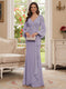 Sheath/Column V-Neck Long Sleeves Floor-Length Mother of the Bride Dresses with Lace & Applique