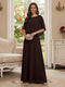 A-Line/Princess Scoop Half Sleeves Floor-Length Mother of the Bride Dresses with Beading
