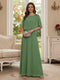A-Line/Princess Scoop Half Sleeves Floor-Length Mother of the Bride Dresses with Beading