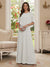 A-Line/Princess Scoop Half Sleeves Floor-Length Mother of the Bride Dresses with Beading